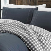 Full/Queen Cotton Reversible Plaid Comforter Set